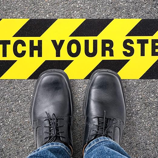 Boao 2 Pieces Watch Your Step Stickers Sign 6 x 24 Inch Caution Watch Your Step - Image 3