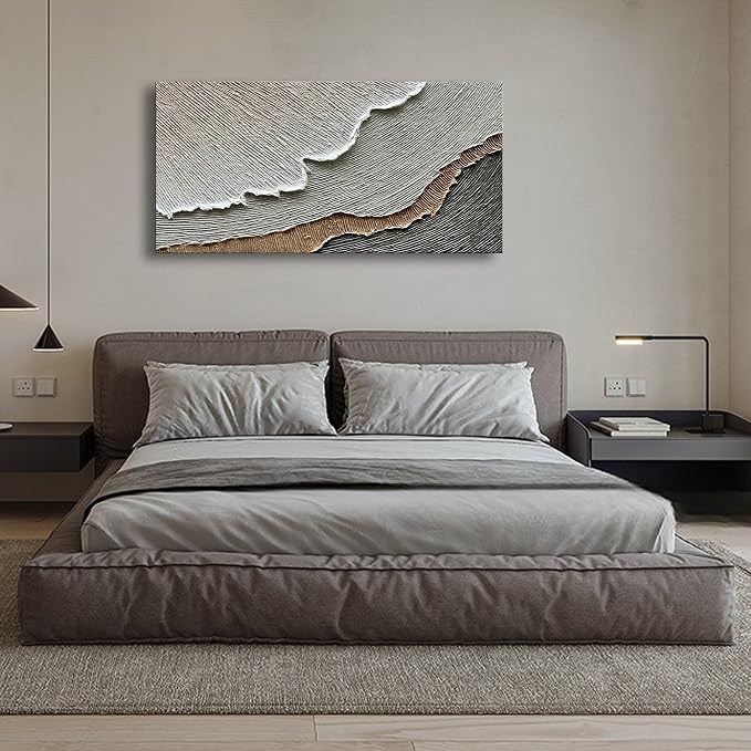 NANKAI Thick Texture Abstract Oil Painting Hand-Painted Beach Wave Landscape - Image 3