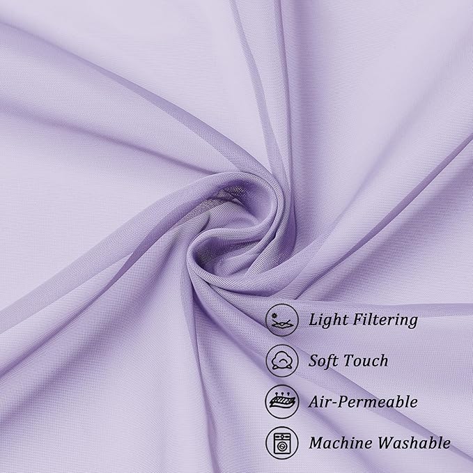 Chyhomenyc Lilac Sheer Curtains 36 inch Length 2 Panels, Light Filtering Voile - Image 9
