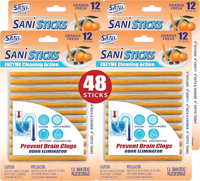 SANI 360° Sani Sticks Drain Cleaner and Deodorizer, Eliminate Odors, Prevent by SANI360%C2%B0