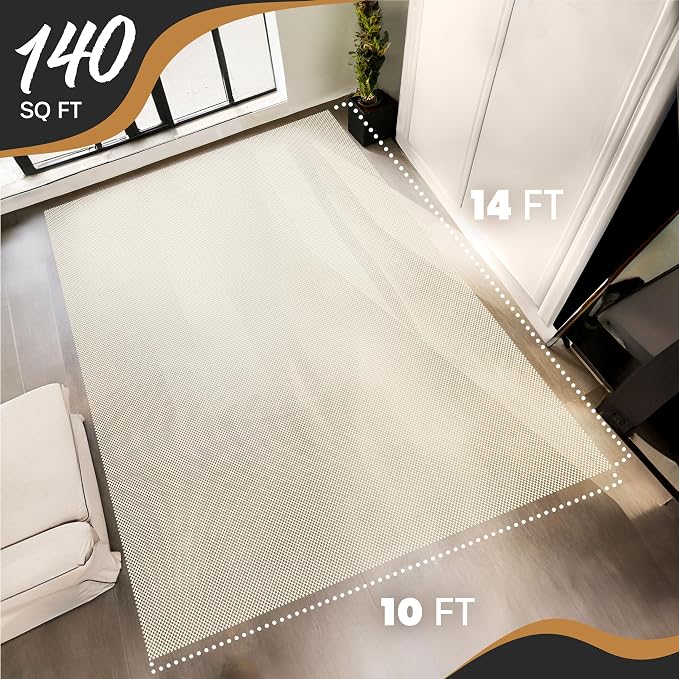 Nevlers 10'x14' White Non Slip Rug Pad | PVC Anti Skid Rug Gripper - Image 4