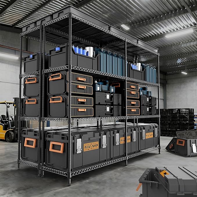 4 Tiers Storage Shelves Load 1200LBS, Metal Shelving Wire Metal Shelving Unit - Image 2