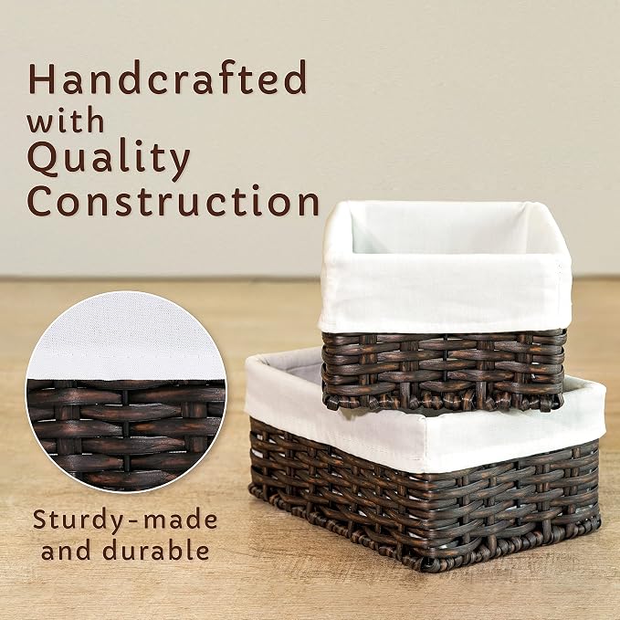 Baskets for Organizing, Undershelf Wicker Storage, Hand Woven Organizer for - Image 5