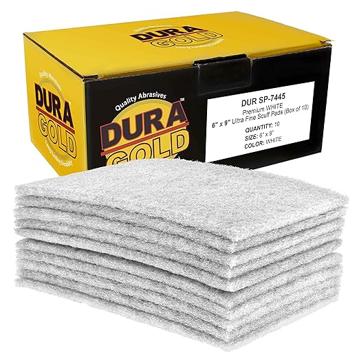 Dura-Gold Premium 6" x 9" White Light Duty Scuff Pads, Box of 10 by Dura-Gold
