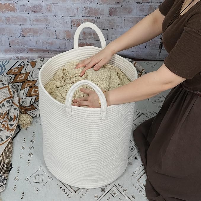 Cotton Rope Laundry Basket Hamper - Image 3