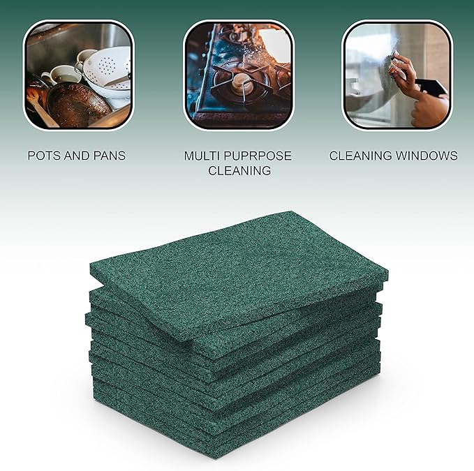 100 Pack Green Scouring Pads 3x4 Inch – Heavy Duty, Non Scratch Scrub Pads Bulk - Image 6