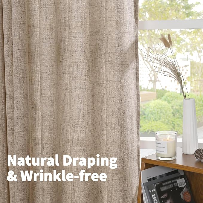 YoungsTex Oatmeal Linen Curtains 36 Inch Length - Image 5