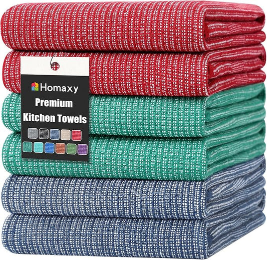 Homaxy Premium Kitchen Towels, Large Cotton Kitchen Hand Towels, Flat and Terry by Homaxy