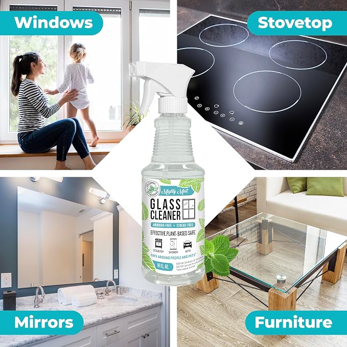 Mighty Mint Glass Cleaner, Ammonia-Free, Streak-Free Spray - Image 2