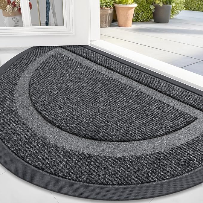 OLANLY Half Circle Door Mat Indoor Outdoor Entrance Welcome, Waterproof by OLANLY