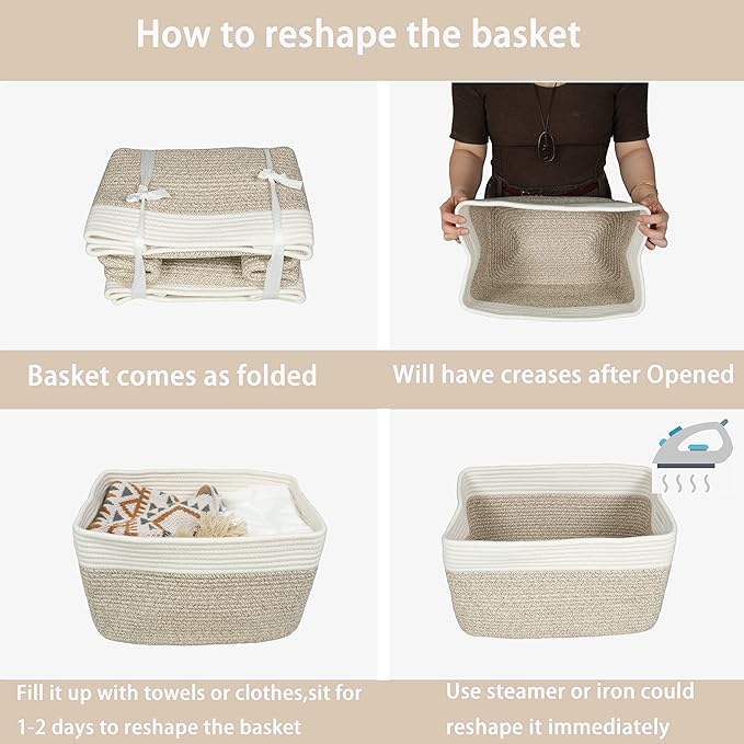 Cotton Rope storage Basket Bins Woven Basket - Image 7