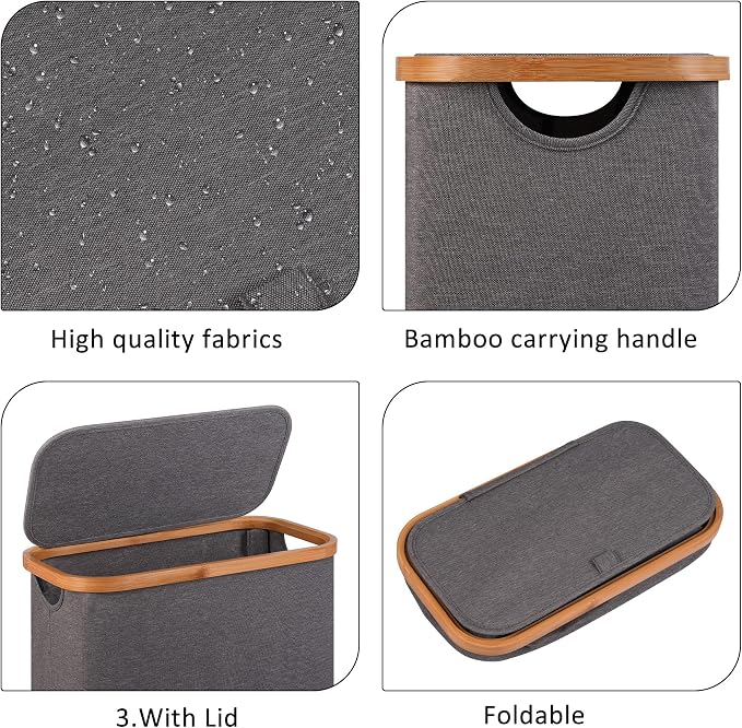 Slim Laundry Basket, 60L Laundry Hamper - Image 2