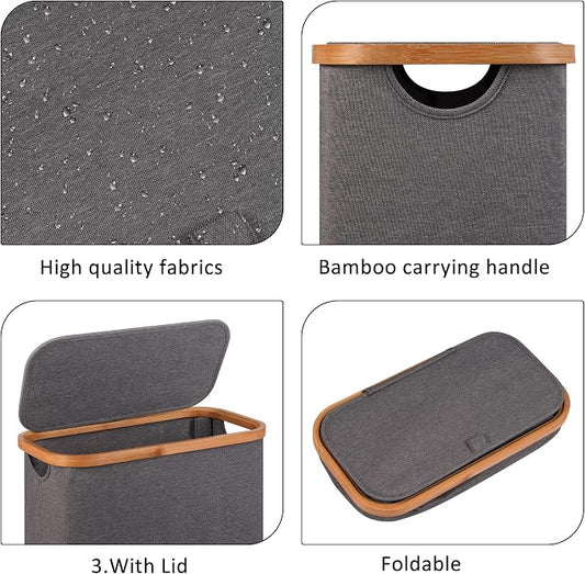 Slim Laundry Basket, 60L Laundry Hamper - Image 2