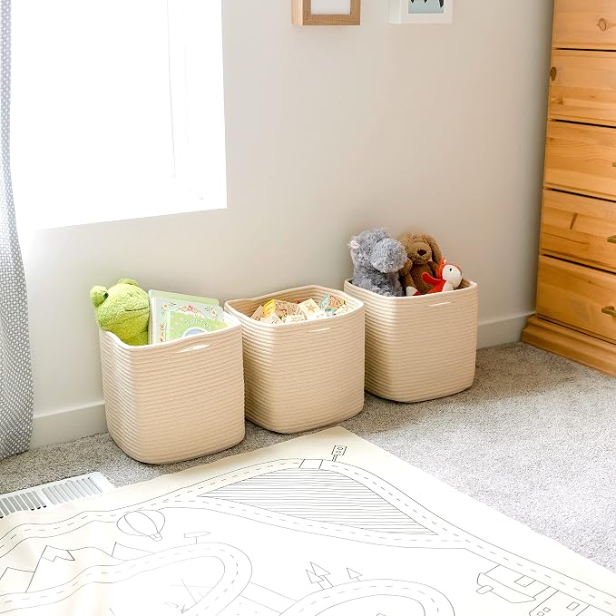 NaturalCozy Storage Cubes 11 Inch Cotton Rope Woven Baskets - Image 7