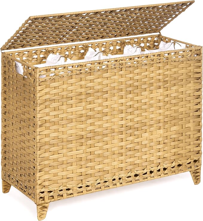 Laundry Hamper with 4 Removable Liner Bags; 176L Handwoven Rattan Laundry by Hermina