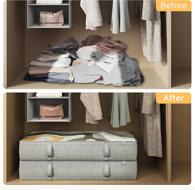 2-Pack Under Bed Storage Containers, 6 Inches Tall Underbed Clothes Storage - Image 5