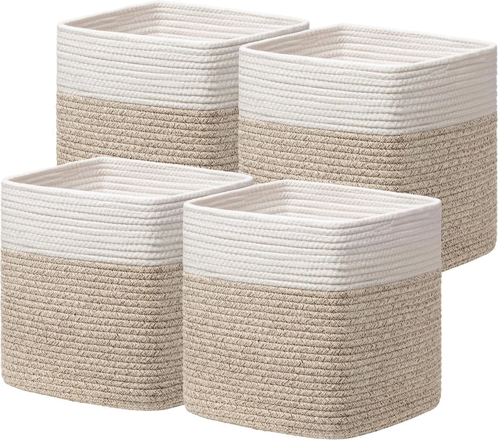 joybest 13inch Cube Storage Bins, Cotton Rope Woven Organizer Basket