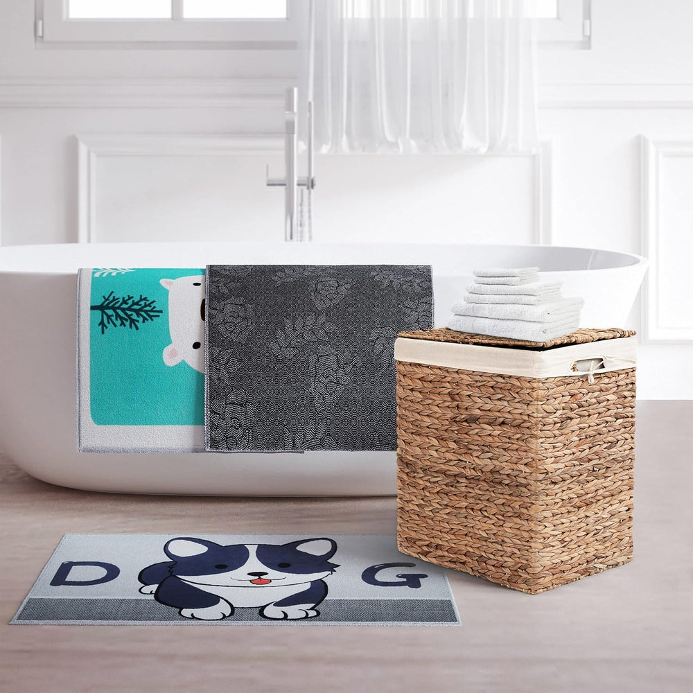 Handmade Rectangular Water Hyacinth Wicker Laundry Hamper with Lid Natural, M...