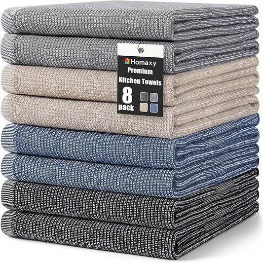 Homaxy Premium Kitchen Towels, Large Cotton Kitchen Hand Towels, Flat and Terry by Homaxy