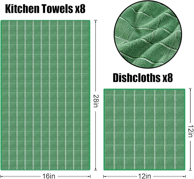 Homaxy Microfiber Kitchen Towels and Dishcloths Set, 12 Pack Soft and Absorbent - Image 6