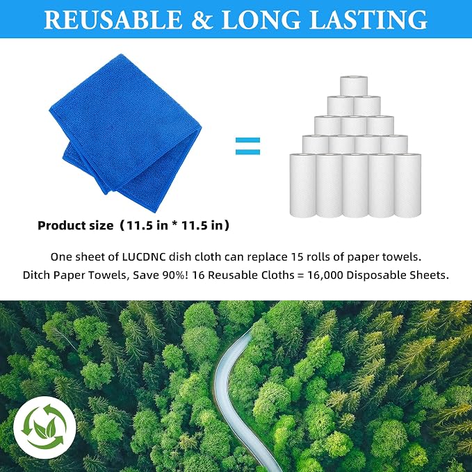 Microfiber Cleaning Cloths 16 Pack 8 Color Cleaning Rags - Image 5