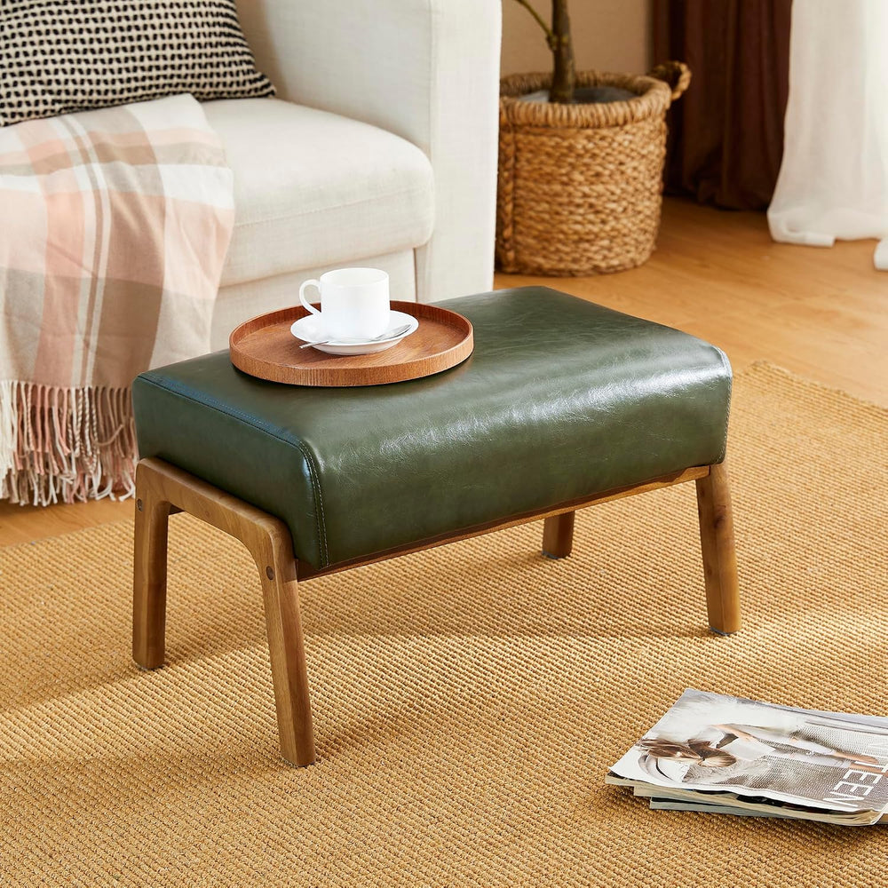 Glitzhome Foot Stool Ottoman, Modern Leatherette Sofa Stool Vanity Chair with...