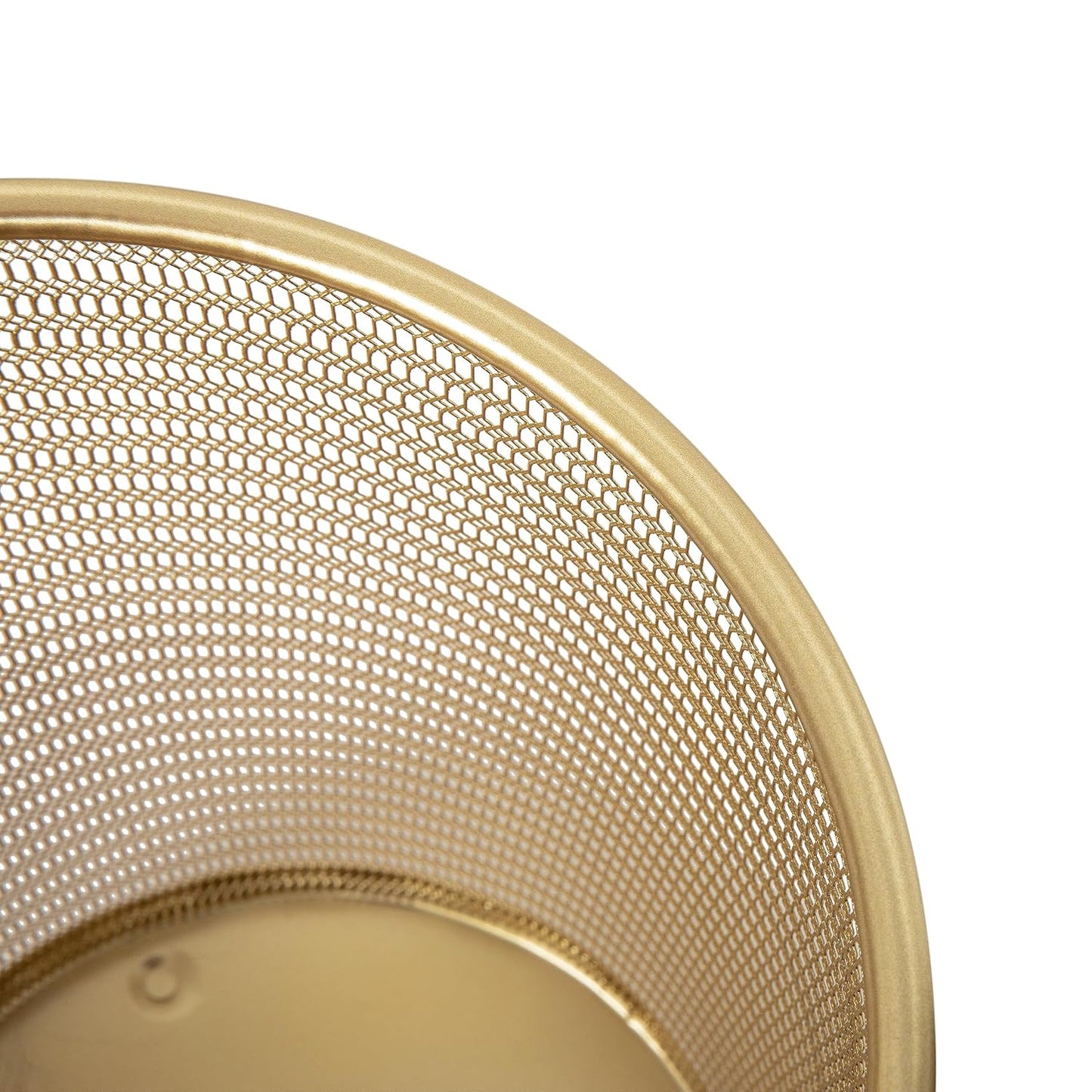 Martha Stewart Ryder 4.5 Gallon Mesh Metal Wastebaskets, Gold, 2-Pack | Steel Mesh, Gold Finish