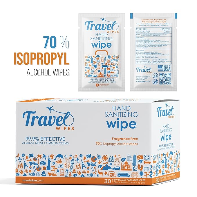 Hand Sanitizing Travel Wipes – 30ct Individually Wrapped | Fragrance-Free - Image 2