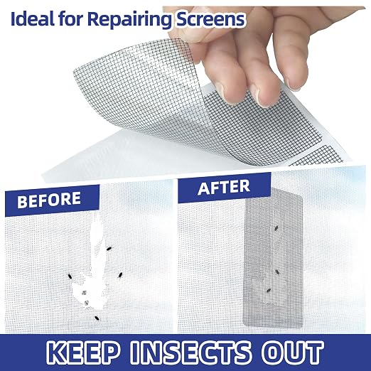 KING MOUNTAIN 20 Sheets Black Window Screen Repair Patches, 4×4 in Window - Image 2