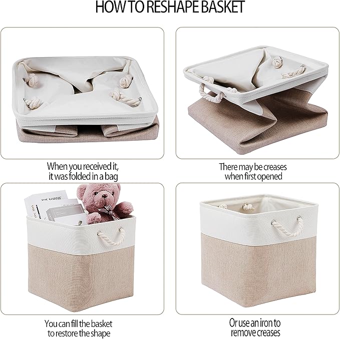 13 x 13 Inch Cube Storage Bins, 4 Pack Large Collapsible Fabric Storage Bin - Image 5
