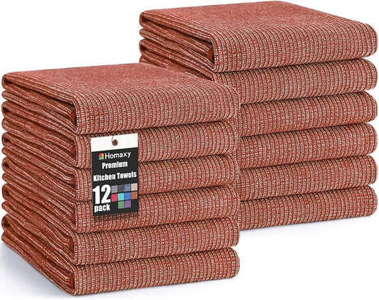 Homaxy Premium Kitchen Towels, Large Cotton Kitchen Hand Towels, Flat and Terry by Homaxy