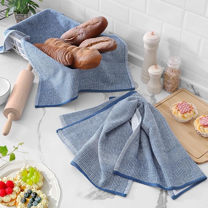 Homaxy Premium Kitchen Towels, Large Cotton Kitchen Hand Towels, Flat and Terry - Image 6