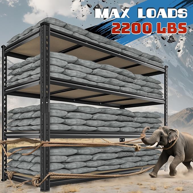 59.8"W Metal Shelving 59.8"H Storage Shelves 2200LBS Garage Shelving Adjustable - Image 3