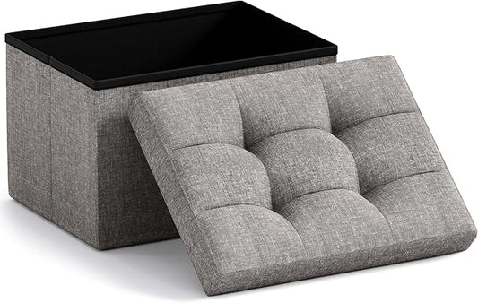 Ornavo Home Small Storage Ottoman Foldable Collapsible Rectangle Linen Ottoman by OrnavoHome