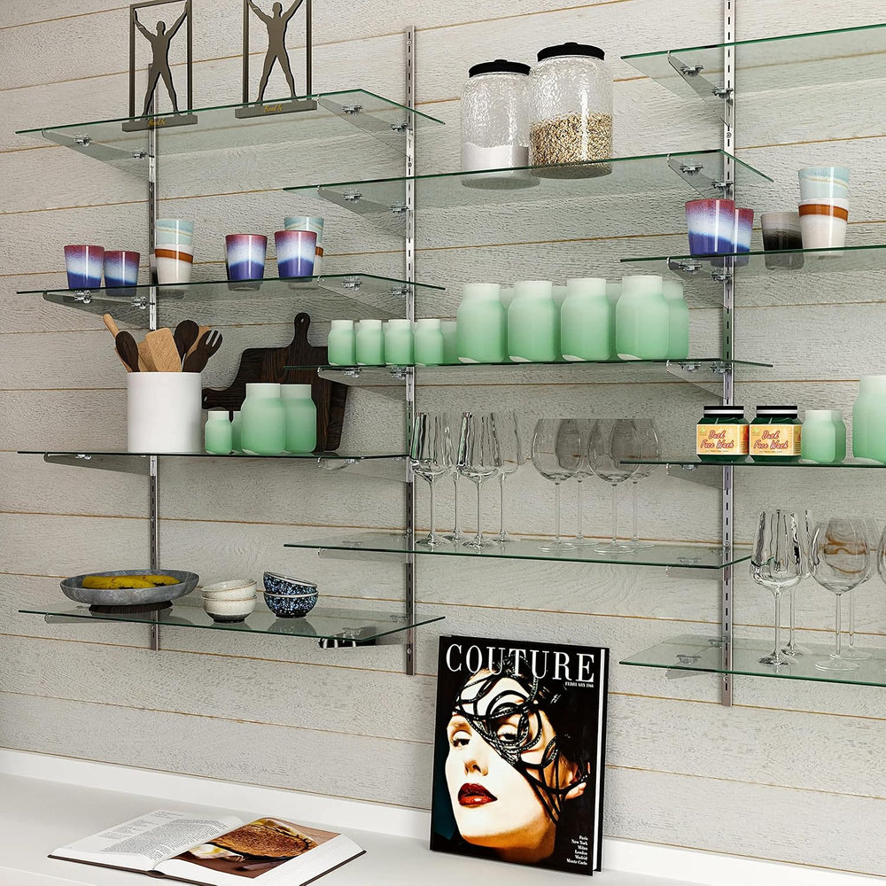 Econoco Tempered Glass Shelves, 3/16in Thick, Clear, 5 Pack, 8x36in