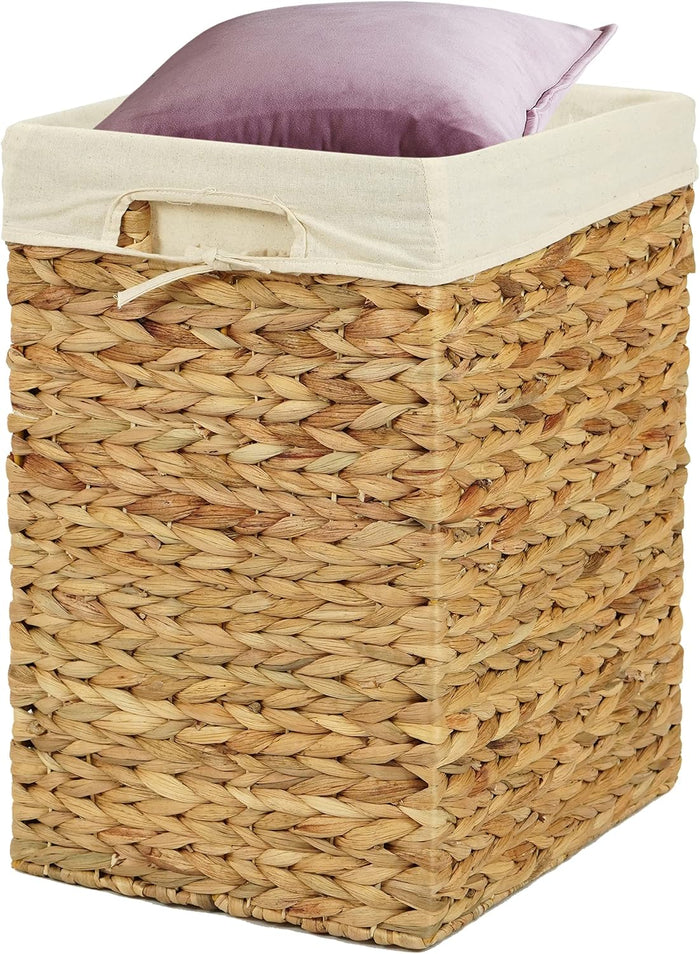 Handmade Rectangular Water Hyacinth Wicker Laundry Hamper with Lid Natural, Medium