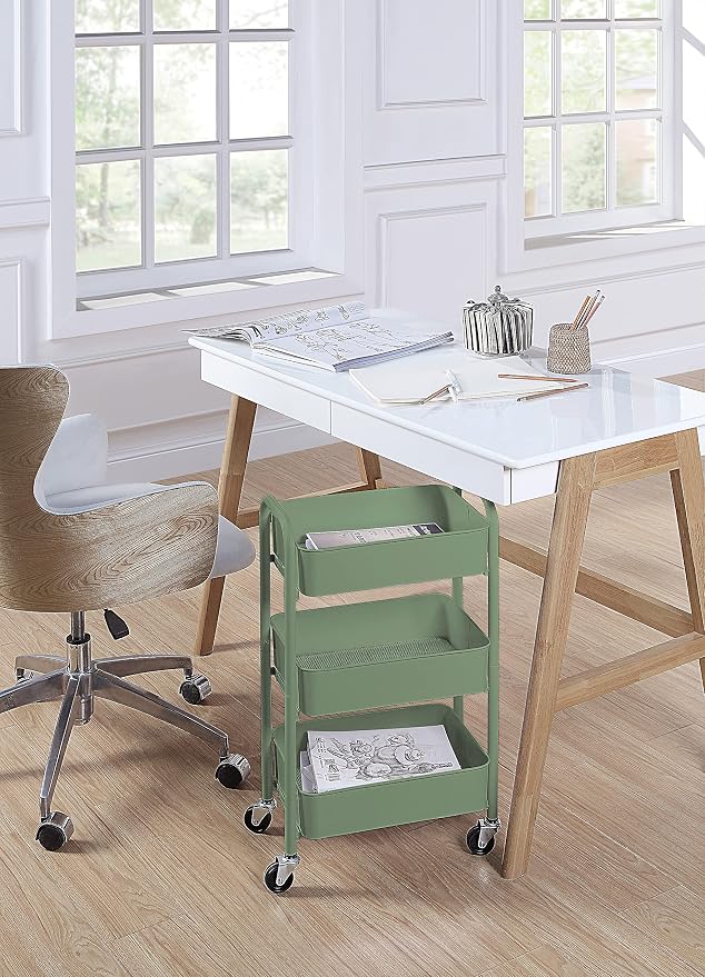 SunnyPoint 3-Tier Delicate Compact Rolling Metal Storage Organizer - Image 5