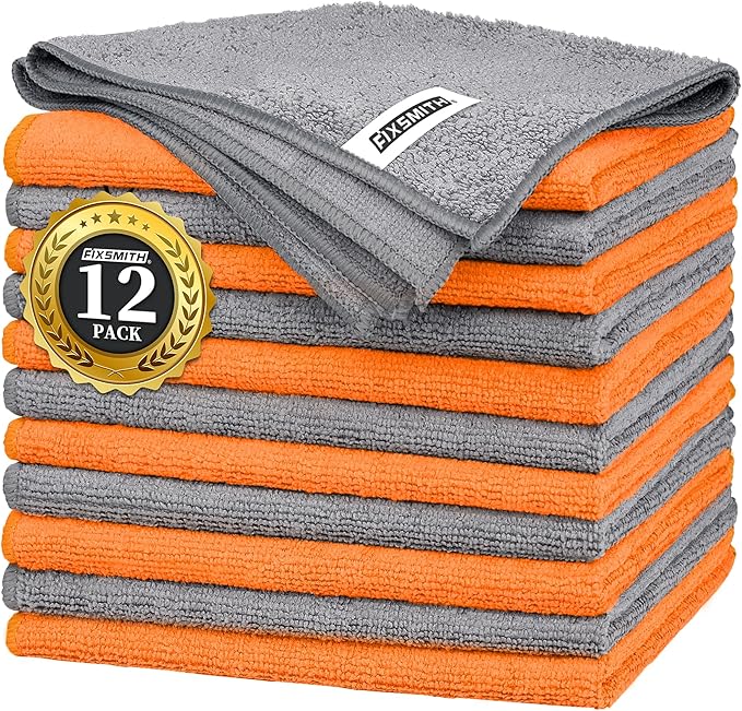 FIXSMITH Microfiber Cleaning Cloth -Pack of 12, Highly Absorbent Cleaning Rags by FIXSMITH