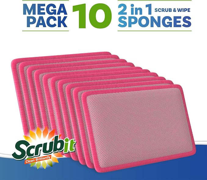 Scrub and Wipe Scrubbing Pads – SCRUBIT Dual Sided Scouring Pad and Sponge - Image 5