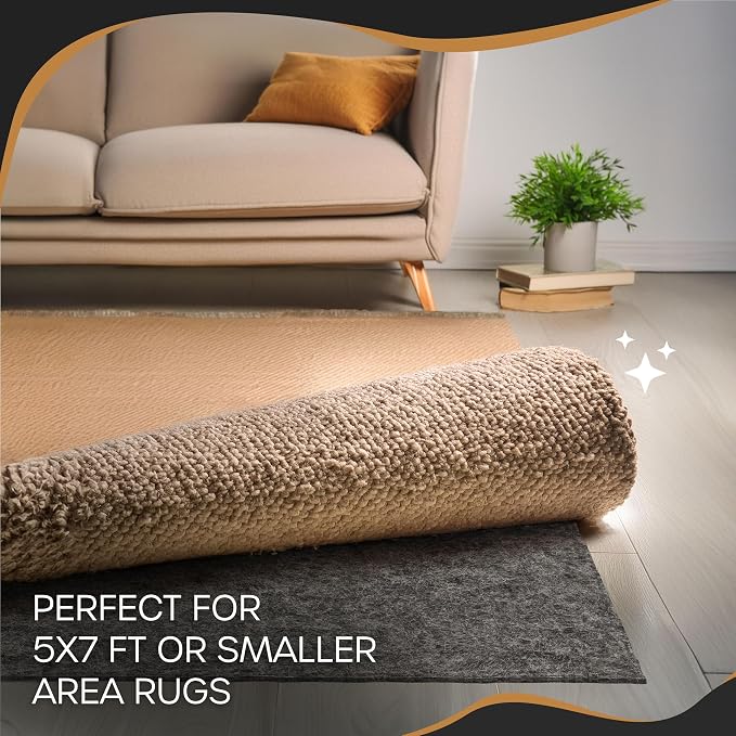 Nevlers 5'x7' Felt TPO Non Slip Rug Pad | 1/4" Thick Rug Cushion | Anti Slip - Image 9