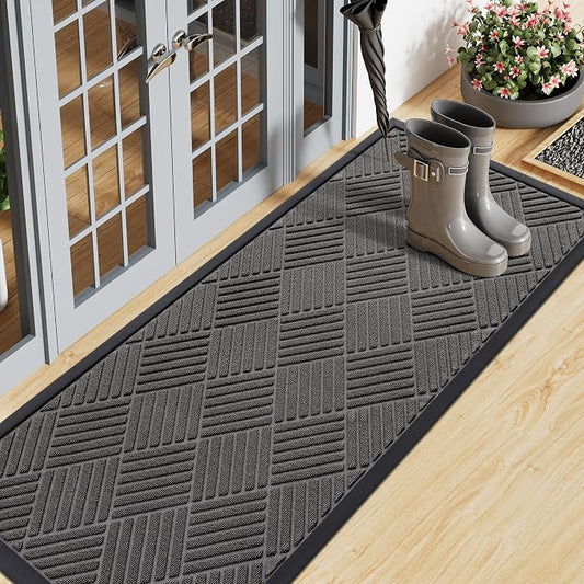 Smiry Front Door Mat Outside Entrance, Heavy Duty Outdoor Indoor Natural Rubber by Smiry