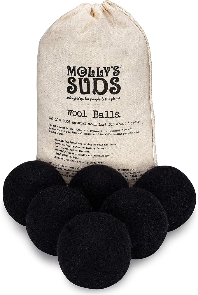 Molly's Suds Wool Dryer Balls | XL, Premium Organic Fabric Softener, by MollysSuds
