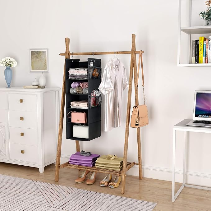 MAX Houser 5-Shelf Hanging Closet Organizer, Space Saver, Cloth Hanging Shelves - Image 2