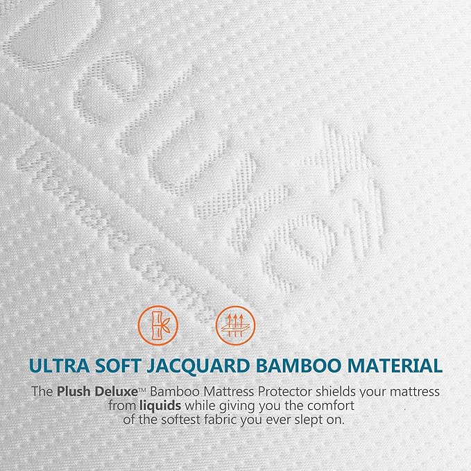 PlushDeluxe Premium Bamboo Mattress Protector – Twin Size, Waterproof, & Ultra - Image 2
