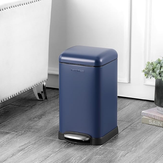happimess HPM1012F Betty Retro Mini 3.2-Gallon Step-Open Trash Can, Fingerprint - Image 2