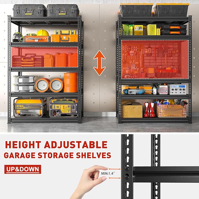 REIBII 72" H Garage Shelving Load 2500 LBS, Heavy Duty Storage Shelves - Image 6