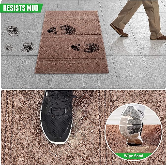 REFETONE Indoor Doormat, Front Back Door Mat 16"x24" Absorbent Rubber Backing - Image 3