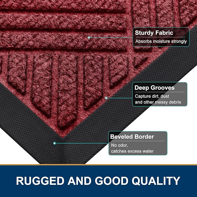 Smiry Front Door Mat Outside Entrance, Heavy Duty Outdoor Indoor Mat, Natural - Image 4