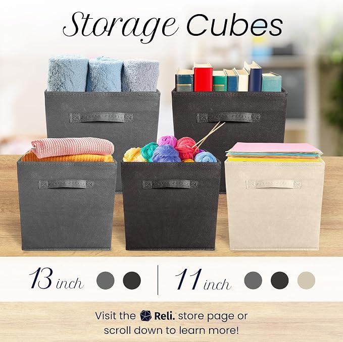 Reli. 11 Inch Cube Storage Bins | Cube Organizer Bins | 11x11 Fabric Storage - Image 7