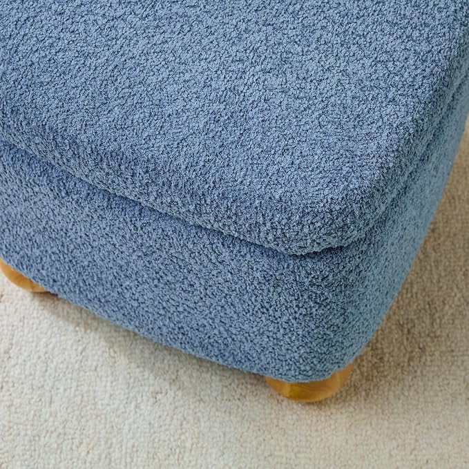 Walker Edison Linley Contemporary Small Storage Bouclé Ottoman - Image 6